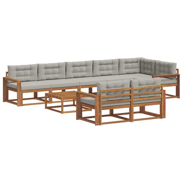 vidaXL Ensemble de canapés d'extérieur 9 Pièces Naturel et gris clair