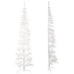 vidaXL Demi sapin de Noël artificiel mince avec support Blanc 240 cm