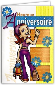 Carte Heureux Anniversaire pour Fille avec Paillettes et Enveloppe 12x17 5cm