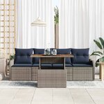 vidaXL Ensemble de canapé de jardin 5 Pièces gris et bleu marine