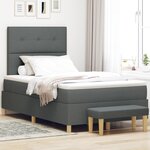 vidaXL Lit Box Spring avec Matelas & Banc Gris Foncé 120x190 cm Tissu