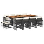 vidaXL Ensemble à manger de jardin 13 Pièces coussins noir résine tressée