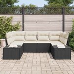 vidaXL Ensemble de canapé de jardin 6 Pièces Noir et crème Poly rotin