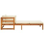 vidaXL Chaise longue avec 1 accoudoir Blanc crème Bois d'acacia solide