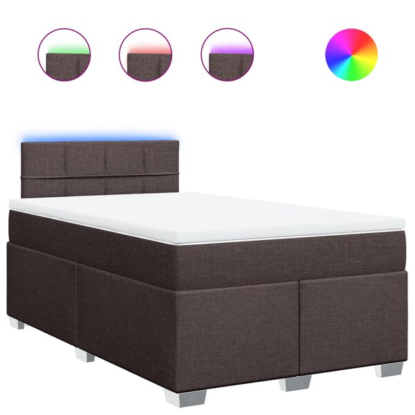vidaXL Sommier à lattes de lit et matelas marron foncé 120x190cm tissu