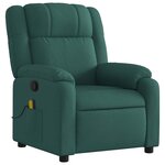 vidaXL Fauteuil inclinable de massage vert foncé tissu