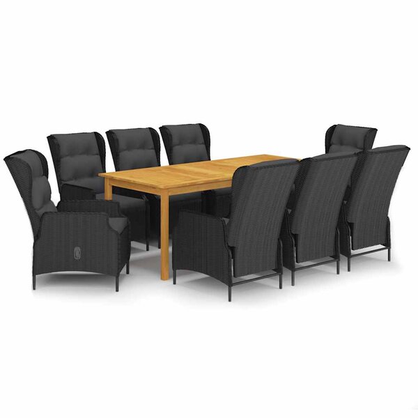 vidaXL Ensemble à manger de jardin 9 Pièces Gris foncé