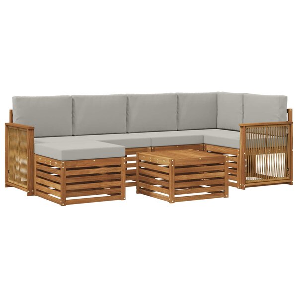 vidaXL Ensemble de canapés d'extérieur 6 pc Naturel et gris clair