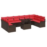 vidaXL Ensemble de canapé de jardin 11 pc Marron Poly Rattan