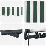 vidaXL Auvent Rétractable Vert et blanc 4 x 2 m Polyester