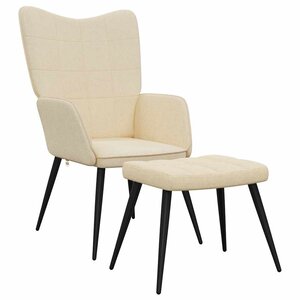 vidaXL Chaise de relaxation avec tabouret Crème Tissu