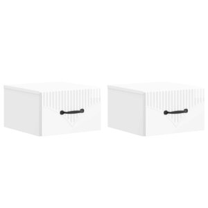 vidaXL Cabinet de chevet mural 2 Pièces Blanc brillant 34 5 x 33 x 20 cm