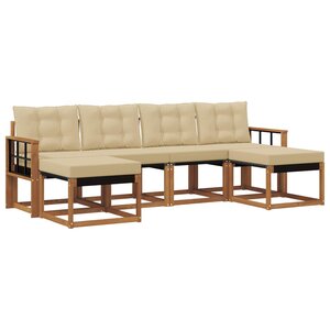 vidaXL Ensemble de canapés d'extérieur 6 pc Naturel et Beige