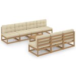 vidaXL Salon de jardin 8 Pièces avec coussins Bois de pin massif