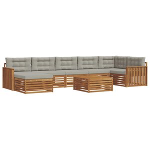 vidaXL Ensemble de canapés d'extérieur 8 Pièces Gris Naturel et Clair