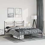 vidaXL Cadre de lit métal sans matelas avec pied de lit noir 135x190cm