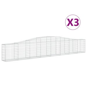 vidaXL Paniers à gabions arqués 3 Pièces 400x30x60/80 cm Fer galvanisé