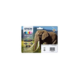 Epson 24 - elephant pack 6 cartouches noir et couleurs c13t24284011 (t2428)