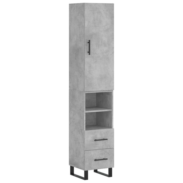 vidaXL Buffet haut Gris béton 34 5x34x180 cm Bois d'ingénierie