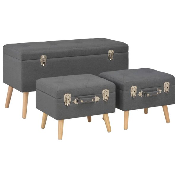 Tabourets de rangement 3 pièces tissu gris foncé 02_0021224