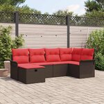 vidaXL Ensemble de canapé de jardin 6 Pièces Marron Poly rotin