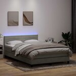 vidaXL Sommier à lattes de lit et matelas et LED gris clair 160x210cm velours