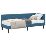 vidaXL Cadre de lit d'angle avec matelas 2 Pièces Bleu Velours