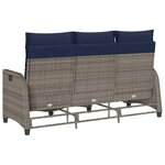 vidaXL Canapé de jardin inclinable coussins forme de L gris polyrotin
