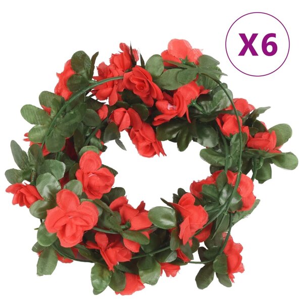 vidaXL Guirlandes de fleurs 6 Pièces rouge 250 cm