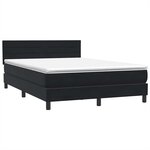 vidaXL Sommier à lattes de lit avec matelas noir 160x220 cm velours