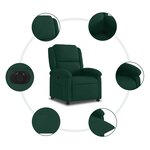 vidaXL Fauteuil inclinable électrique vert foncé velours