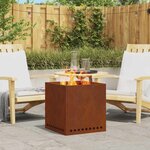 vidaXL Foyer sans fumée Marron 48 x 48 x 50 cm Acier patiné