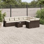 vidaXL Salon de jardin 10 Pièces avec coussins marron résine tressée