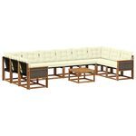 vidaXL Ensemble de canapés d'extérieur 11 pc Naturel et Crème
