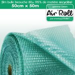 Lot de 6  rouleaux de film bulle d'air recycle largeur 50 cm x longueur 50 mètres - gamme air'roll green de la marque enveloppebulle