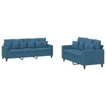 vidaXL Ensemble de canapés 2 Pièces avec coussins Bleu Velours