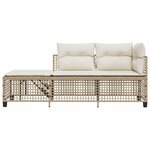 vidaXL Salon de jardin d'angle avec coussins 3Pièces beige résine tressée
