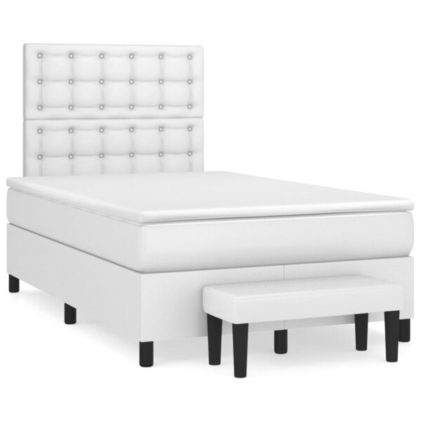 vidaXL Sommier à lattes de lit avec matelas Blanc 120x200cm Similicuir