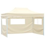 vidaXL Tente de réception pliable avec 3 parois 3x4 m Acier Crème