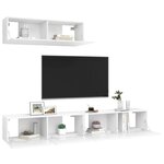 vidaXL Meubles TV 3 Pièces Blanc Bois d'ingénierie