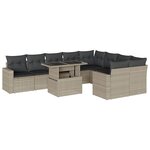 vidaXL Salon de jardin avec coussins 10 Pièces gris clair résine tressée