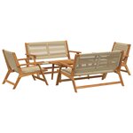 vidaXL Chaises de jardin avec table 5 Pièces Beige en bois massif d'acacia