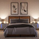 vidaXL Tables de chevet murales avec lumières LED 2 Pièces sonoma gris