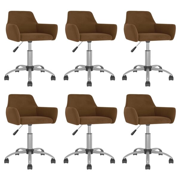 vidaXL Chaises pivotantes à manger lot de 6 Marron Velours
