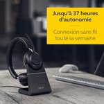 Jabra evolve2 65 casque pc sans fil avec station de charge - casque mono ecouteur certifié microsoft teams avec batterie longue