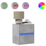 vidaXL Tables de chevet murales avec lumières LED 2 Pièces gris béton
