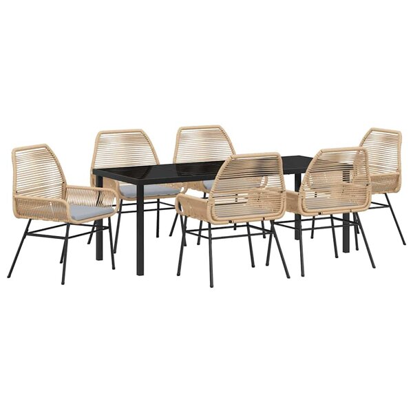 vidaXL Ensemble de salle à manger pour jardin 7 Pièces Marron polyrotin