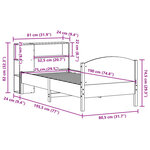vidaXL Lit bibliothèque sans matelas blanc 75x190cm bois de pin massif