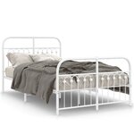vidaXL Cadre de lit métal sans matelas et pied de lit blanc 120x200 cm