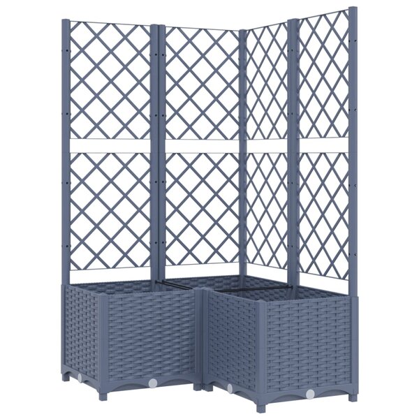 vidaXL Jardinière avec treillis Gris foncé 80x80x136 cm PP